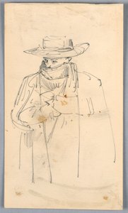 Skizze eines Mannes im Mantel und Schal von Arnold William Brunner