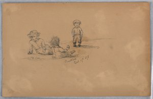 Skizze von drei Kindern von Arnold William Brunner