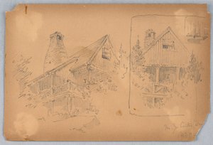 Zwei Skizzen eines Häuschens von Arnold William Brunner