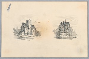 Zwei Skizzen von Häusern von Arnold William Brunner