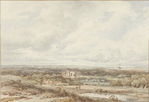 Ansicht von den Dünen auf die Ruine von Brederode von Arnoldus Johannes Eymer