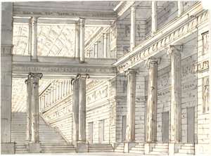 Palastinterieur mit Säulen und Treppe