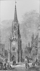 Der Wellington-Testimonial-Uhrturm, der am Südende der London Bridge stand