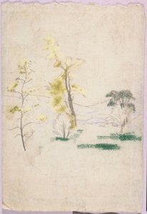 Landschaft mit drei einzelnen Bäumen aus A.B. Davies Buch, Ausgabe 33, 50 von Arthur Bowen Davies