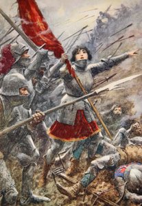Johanna von Orléans führt ihre Männer mit dem Banner an