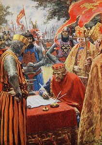 König Johann unterzeichnet widerwillig die Magna Carta von Arthur C. (after) Michael