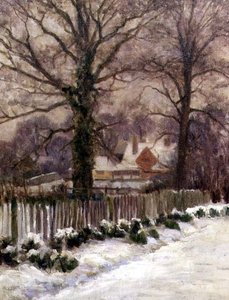 Eine schneebedeckte Gasse, Radlett, Hertfordshire von Arthur Claude Cooke