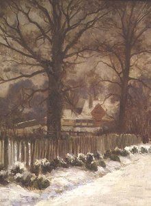 Ulmen in einer verschneiten Gasse von Arthur Claude Cooke