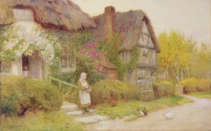 Hühner füttern von Arthur Claude Strachan