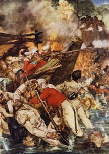 Die Strohdächer der Boote brennen wütend von Arthur David McCormick