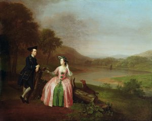 Sir George und Lady Strickland im Garten von Boynton Hall, nahe Bridlington, Yorkshire von Arthur Devis