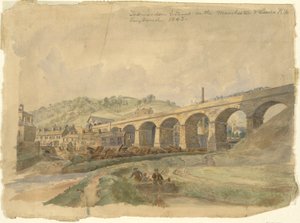 Todmorden Viadukt an der Manchester & Leeds Eisenbahn, England 1843 von Arthur Fitzwilliam Tait