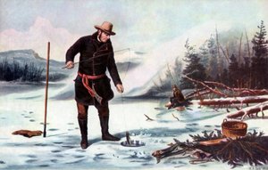 Forellenfischen am Chateaugay-See, amerikanische Wintersportarten, 1856