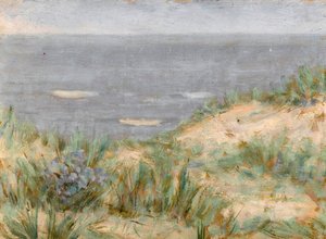 Meeresblick mit Dünen, blühendem Seegras, ca. 1900 von Arthur Haythorne Studd