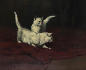 Kätzchen beobachten einen Käfer von Arthur Heyer