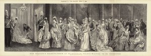 Der Zeichensaal Ihrer Majestät im Buckingham Palace, wartend auf die Vorstellung