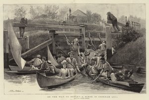Auf dem Weg nach Henley, eine Szene in Cookham Lock von Arthur Hopkins