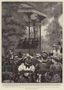 Freiluftmusik in London, Zuhören der Militärkapelle im Hyde Park von Arthur Hopkins
