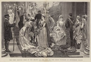 Der erste Empfangssalon der Saison, am Fuß der großen Treppe im Buckingham Palace