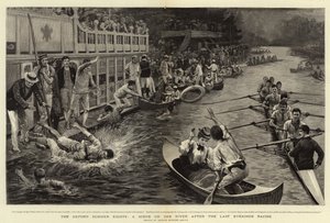 Die Oxford Summer Eights, eine Szene auf dem Fluss nach dem letzten Abendrennen