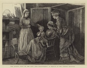 Der Besuch der Königin im East End, Genesung, eine Skizze im Londoner Krankenhaus von Arthur Hopkins