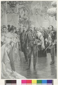 Der Kaiser hält die Sitzreihen vor der Bühne