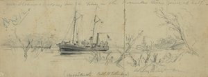 USS Currituck und der Schlepper Seth Low auf dem Pamunkey River, 1862 von Arthur Lumley
