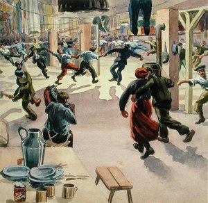 Heiligabend im Lager Giessen, ca. 1916 von Arthur Nantel