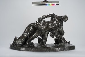 Mann im Kampf mit Löwinnenjungem (Bronze)