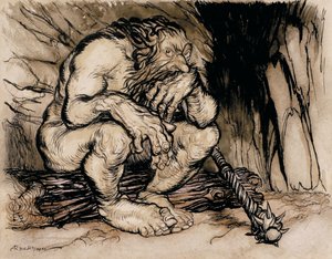 Ein schrecklicher Riese, Illustration aus English Fairy Tales, veröffentlicht 1918 von Arthur Rackham