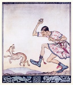 Ein Mann, der keine Hunde mochte. Tatsächlich hasste er sie. aus The Birth of Bran in Irish Fairy Tales