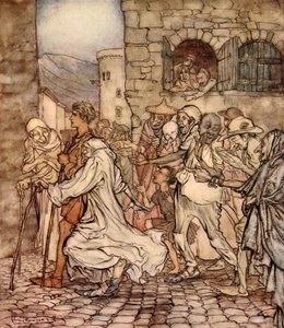 Als Perseus entlangging, zeigten die Leute auf ihn, Illustration aus 