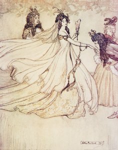 Aschenputtel geht zum Ball, aus Die Märchen der Brüder Grimm, veröffentlicht 1909