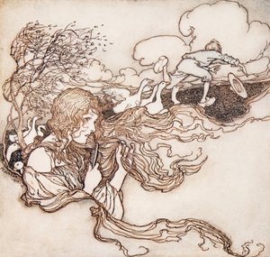Blas, blas, kleiner Wind, und ergreife Conrads Hut, aus Die Märchen der Brüder Grimm, veröffentlicht 1909