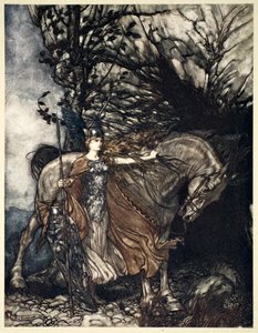 Brünnhilde mit ihrem Pferd am Höhleneingang, 1910