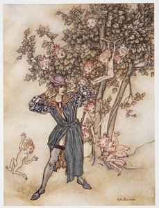 Last (zerstreut) Hört, hört!, Illustration aus William Shakespeares Der Sturm, veröffentlicht 1926