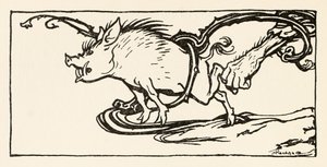 Carl fängt einen Wildschwein für sein Abendessen, aus The Carl of the Drab Coat in Irish Fairy Tales