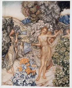 Kommt, gemäßigte Nymphen, und helft, einen Vertrag der wahren Liebe zu feiern, Illustration aus William Shakespeares Der Sturm, veröffentlicht 1926