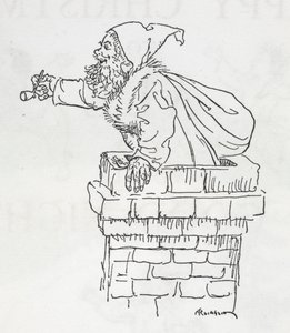 Weihnachtsmann, der einen Schornstein hinunterklettert