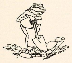 Frosch mit einem Spaten, aus Gullivers Reisen von Jonathan Swift