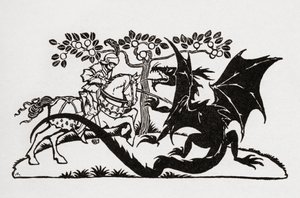 Georg und der Drache. Aus dem Buch Englische Märchen, nacherzählt von F.A. Steel mit Illustrationen von Arthur Rackham, veröffentlicht 1927. von Arthur Rackham