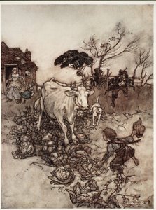 Seine Kuh würde sich verirren oder unter die Kohlköpfe geraten., aus Rip Van Winkle von Washington Irving, veröffentlicht 1910