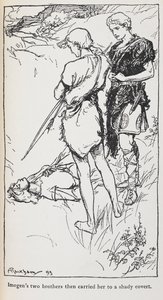 Illustration von Imogen und ihren Brüdern aus Cymbeline von Arthur Rackham