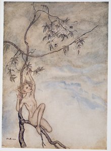 Fröhlich, fröhlich werde ich jetzt unter der Blüte leben, die am Ast hängt, Illustration aus William Shakespeares Der Sturm, veröffentlicht 1926