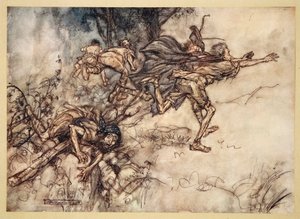 O monströs! O seltsam! Wir sind heimgesucht. Betet, Meister! Flieht, Meister! Hilfe!, Illustration aus 