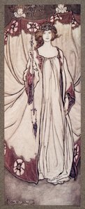 Königin Mab, die in den Gärten herrscht, aus Peter Pan in Kensington Gardens von J. M. Barrie, veröffentlicht 1906 von Arthur Rackham