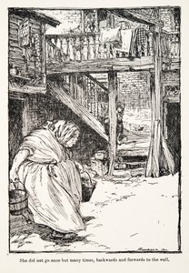 Sie ging nicht nur einmal, sondern viele Male hin und her zum Brunnen (aus den Märchen der Brüder Grimm)