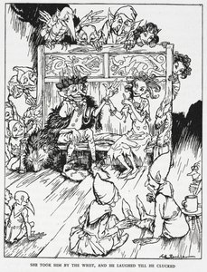 Sie nahm ihn am Handgelenk, und er lachte, bis er gluckste. Elfenmädchen und Kobolde. Illustration für 