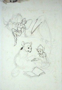 Studie für Emma Williams Burlinghams Exlibris von Arthur Rackham