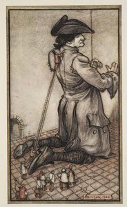 Die Lilliputanischen Schneider messen Gulliver für einen neuen Anzug, aus Gullivers Reisen von Jonathon Swift von Arthur Rackham